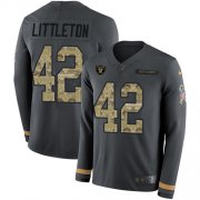 Wholesale Cheap Nike Raiders #42 Cory Littleton Anthracite Salute to Service Men's Stitched NFL Limited Therma Long Sleeve Jersey