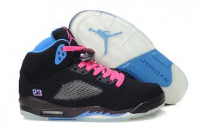 Wholesale Cheap Womens Air Jordan 5 (V) South Coast Shoes black/blue-pink