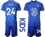 Wholesale Cheap Youth 2021-2022 Club Chelsea FC home blue 24 Nike Soccer Jersey