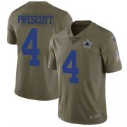 Wholesale Cheap Nike Cowboys #4 Dak Prescott Olive Men's Stitched NFL Limited 2017 Salute To Service Jersey