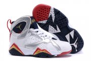 Wholesale Cheap Kids' Air Jordan 7 Retro Shoes White/silver-blue-red-gold