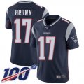 Wholesale Cheap Nike Patriots #17 Antonio Brown Navy Blue Team Color Men's Stitched NFL 100th Season Vapor Limited Jersey