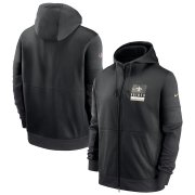 Wholesale Cheap New Orleans Saints Nike Sideline Impact Lockup Performance Full-Zip Hoodie Black