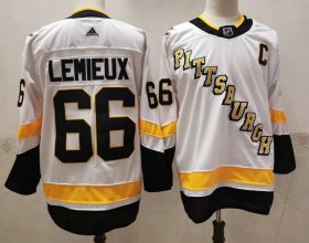 Wholesale Cheap Men\'s Pittsburgh Penguins #66 Mario Lemieux White Adidas 2020-21 Stitched NHL Jersey