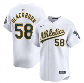 Cheap Men\'s Oakland Athletics #58 Paul Blackburn White Home Limited Stitched Jersey