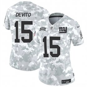 Cheap Women\'s New York Giants #15 Tommy DeVito 2024 F.U.S.E Arctic Camo Salute To Service Limited Stitched Football Jersey(Run Small)