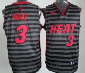 Wholesale Cheap Miami Heat #3 Dwyane Wade Gray With Black Pinstripe Jersey