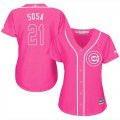 Wholesale Cheap Cubs #21 Sammy Sosa Pink Fashion Women's Stitched MLB Jersey