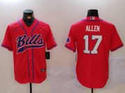 Cheap Men's Buffalo Bills #17 Josh Allen Red Cool Base Stitched Baseball Jersey