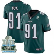 Wholesale Cheap Nike Eagles #91 Fletcher Cox Midnight Green Team Color Super Bowl LII Champions Men's Stitched NFL Vapor Untouchable Limited Jersey