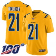 Wholesale Cheap Nike Chargers #21 LaDainian Tomlinson Gold Men's Stitched NFL Limited Inverted Legend 100th Season Jersey