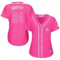 Wholesale Cheap Mariners #24 Ken Griffey Pink Fashion Women's Stitched MLB Jersey