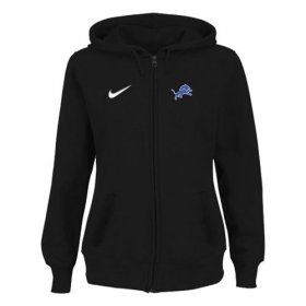 Wholesale Cheap Women\'s Detroit Lions Stadium Rally Full Zip Hoodie Black