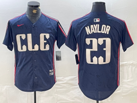 Cheap Men\'s Cleveland Guardians #23 Josh Naylor Navy 2024 City Connect Limited Stitched Jersey