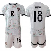 Cheap Men's Portugal Team #18 Pedro Neto 2025 White Away Soccer Jersey Suit