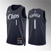 Men's Los Angeles Clippers #1 James Harden Navy 2023-24 City Edition Stitched Jersey