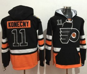 Wholesale Cheap Flyers #11 Travis Konecny Black Name & Number Pullover NHL Hoodie