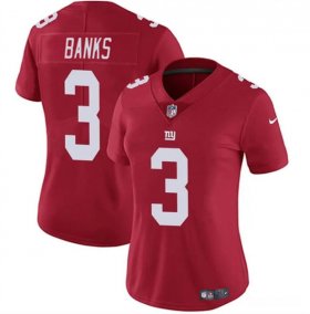 Cheap Women\'s New York Giants #3 Deonte Banks Red Vapor Stitched Jersey(Run Small)