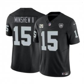 Cheap Men\'s Las Vegas Raiders #15 Gardner Minshew II Black 2024 F.U.S.E 65th Anniversary Patch Vapor Stitched Football Jersey