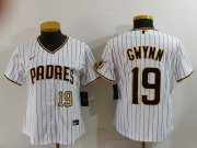 Cheap Women's San Diego Padres #19 Tony Gwynn White Team Logo Stitched Cool Base Nike Jerseys