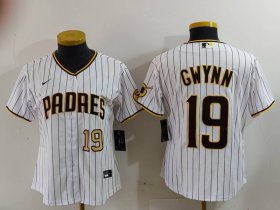 Cheap Women\'s San Diego Padres #19 Tony Gwynn White Team Logo Stitched Cool Base Nike Jerseys