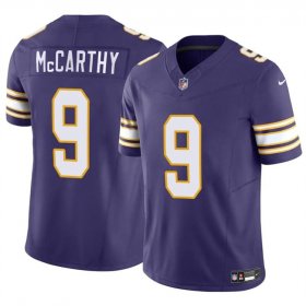 Cheap Men\'s Minnesota Vikings #9 J.J. McCarthy Purple 2024 Draft F.U.S.E. Throwback Vapor Untouchable Limited Football Stitched Jersey