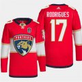 Cheap Men's Florida Panthers #17 Evan Rodrigues Red 2024 Stanley Cup Final Patch Stitched Jersey