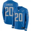 Wholesale Cheap Nike Lions #20 Barry Sanders Blue Team Color Men's Stitched NFL Limited Therma Long Sleeve Jersey