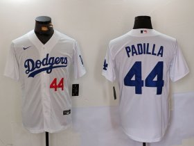 Men\'s Los Angeles Dodgers #44 Vicente Padilla Number White Cool Base Stitched Jersey