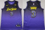 Cheap Men's Los Angeles Lakers #3 Anthony Davis Purple 2024 Stitched Basketball Jersey