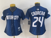 Wholesale Cheap Women's Detroit Tigers #24 Miguel Cabrera Navy 2024 City Connect Cool Base Limited Stitched Jersey