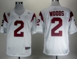 Wholesale Cheap USC Trojans #2 Robert Woods White Pac-12 Patch Jersey