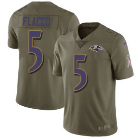 Wholesale Cheap Nike Ravens #5 Joe Flacco Olive Men\'s Stitched NFL Limited 2017 Salute To Service Jersey