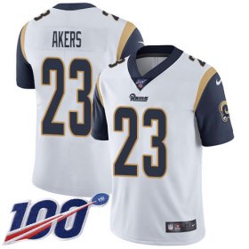 Wholesale Cheap Nike Rams #23 Cam Akers White Men\'s Stitched NFL 100th Season Vapor Untouchable Limited Jersey