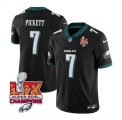 Cheap Men's Philadelphia Eagles #7 Kenny Pickett Black 2025 Eagles Logo Super Bowl LIX Patch New F.U.S.E. Vapor Limited Football Stitched Jersey