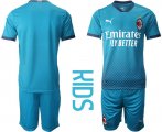 Wholesale Cheap Youth 2020-2021 club AC milan away blue Soccer Jerseys