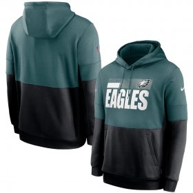 Wholesale Cheap Men\'s Philadelphia Eagles Nike Green Black Sideline Impact Lockup Performance Pullover Hoodie