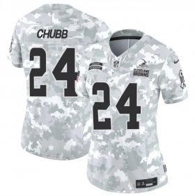 Cheap Women\'s Cleveland Browns #24 Nick Chubb 2024 F.U.S.E Arctic Camo Salute To Service Limited Stitched Jersey(Run Small)