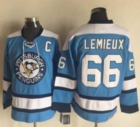 Wholesale Cheap Penguins #66 Mario Lemieux Blue Alternate CCM Throwback Stitched NHL Jersey