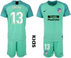 Wholesale Cheap Atletico Madrid #13 Oblak Green Goalkeeper Kid Soccer Club Jersey