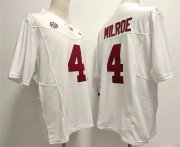 Cheap Men's Alabama Crimson Tide #4 Jalen Milroe White 2023 F.U.S.E. Stitched Football Jersey