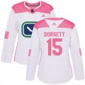 Wholesale Cheap Adidas Canucks #15 Derek Dorsett White/Pink Authentic Fashion Women's Stitched NHL Jersey