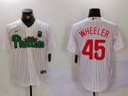 Cheap Men's Philadelphia Phillies #45 Zack Wheeler White Green Cool Base Stitched Jersey