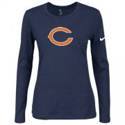 Wholesale Cheap Women's Nike Chicago Bears Of The City Long Sleeve Tri-Blend NFL T-Shirt Dark Blue-1