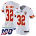 Wholesale Cheap Nike Chiefs #32 Tyrann Mathieu White Super Bowl LIV 2020 Women's Stitched NFL 100th Season Vapor Untouchable Limited Jersey