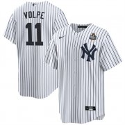 Cheap Men's New York Yankees #11 Anthony Volpe White 2024 World Series With Name Cool Base Stitched Baseball Jersey