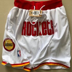 Wholesale Cheap Men\'s Houston Rockets White With Houston Just Don Shorts Swingman Shorts