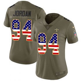 Wholesale Cheap Nike Saints #94 Cameron Jordan Olive/USA Flag Women\'s Stitched NFL Limited 2017 Salute to Service Jersey