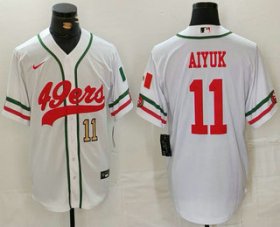 Men\'s San Francisco 49ers #11 Brandon Aiyuk Number White Mexico Cool Base Stitched Baseball Jersey