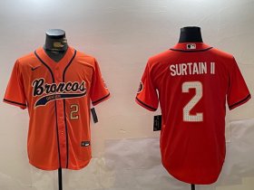 Cheap Men\'s Denver Broncos #2 Pat Surtain II Orange Cool Base Stitched Baseball Jersey